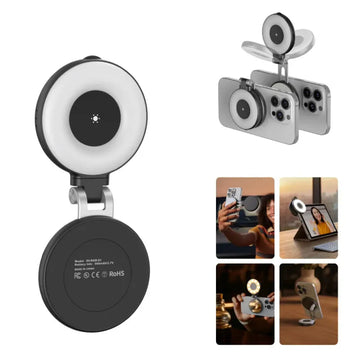 Magnetic Fill Light Mini Selfie Ring Fill Light 3 Modes with Mirror Light Universal for Smartphone Iphone Android