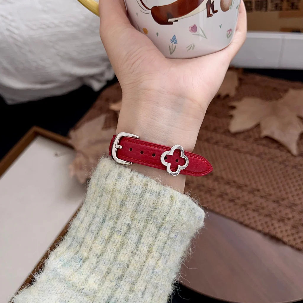 Clover Decor Leather Apple Watch Band