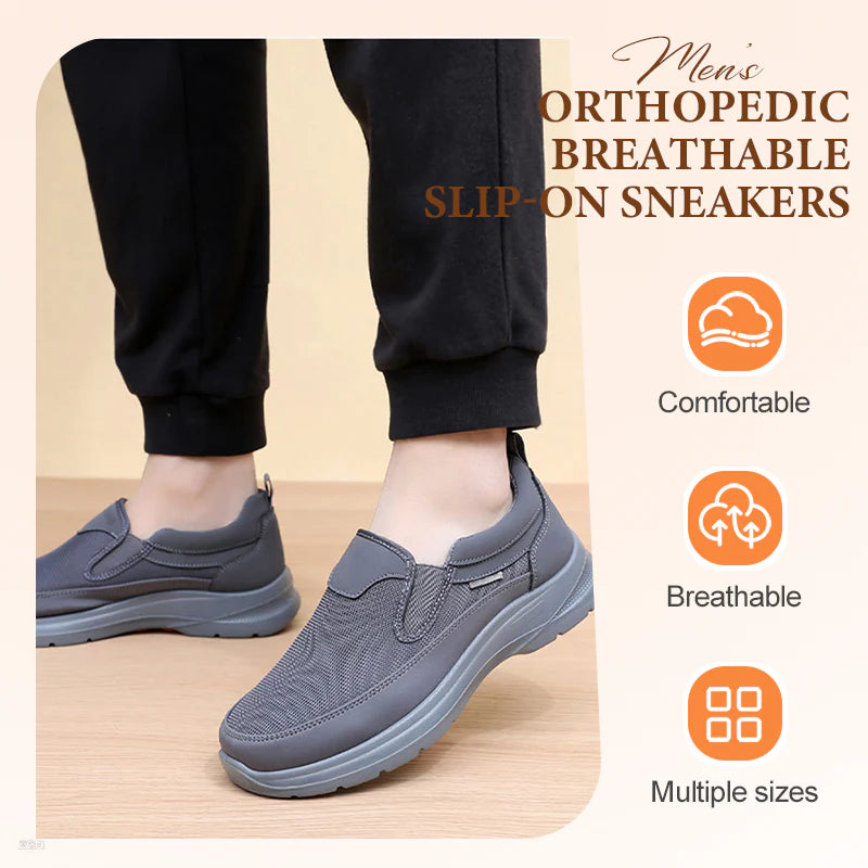 👟 60% OFF NOW! ✨ Men's Orthopedic Breathable Loafer Sneakers - Arch Support with Memory Foam Insoles for All-Day Comfort 🏃 ♂️💨