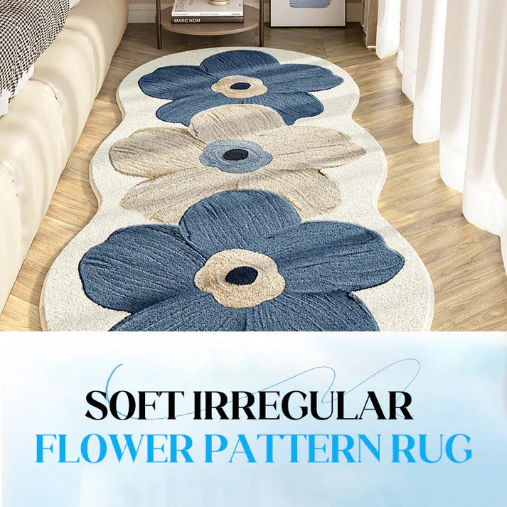 📢 Soft rug with irregular floral pattern