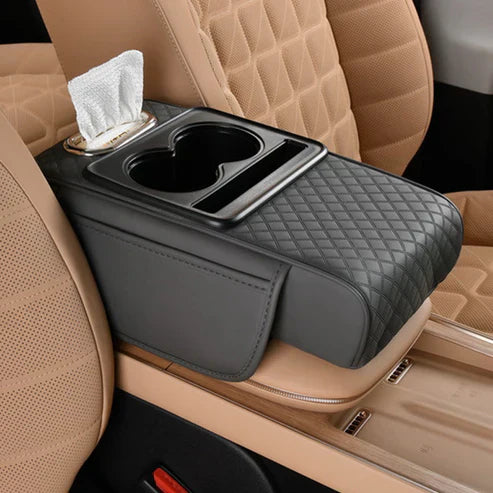 Integrated multifunctional car armrest increase with pressure compensation