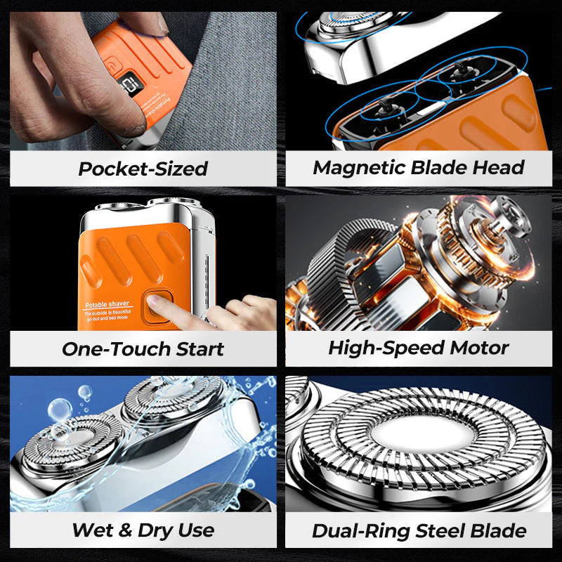 ⚡🪒 Men's Mini Electric Shaver – Portable, cordless & IPX7 waterproof. Perfect for travel, office & car!