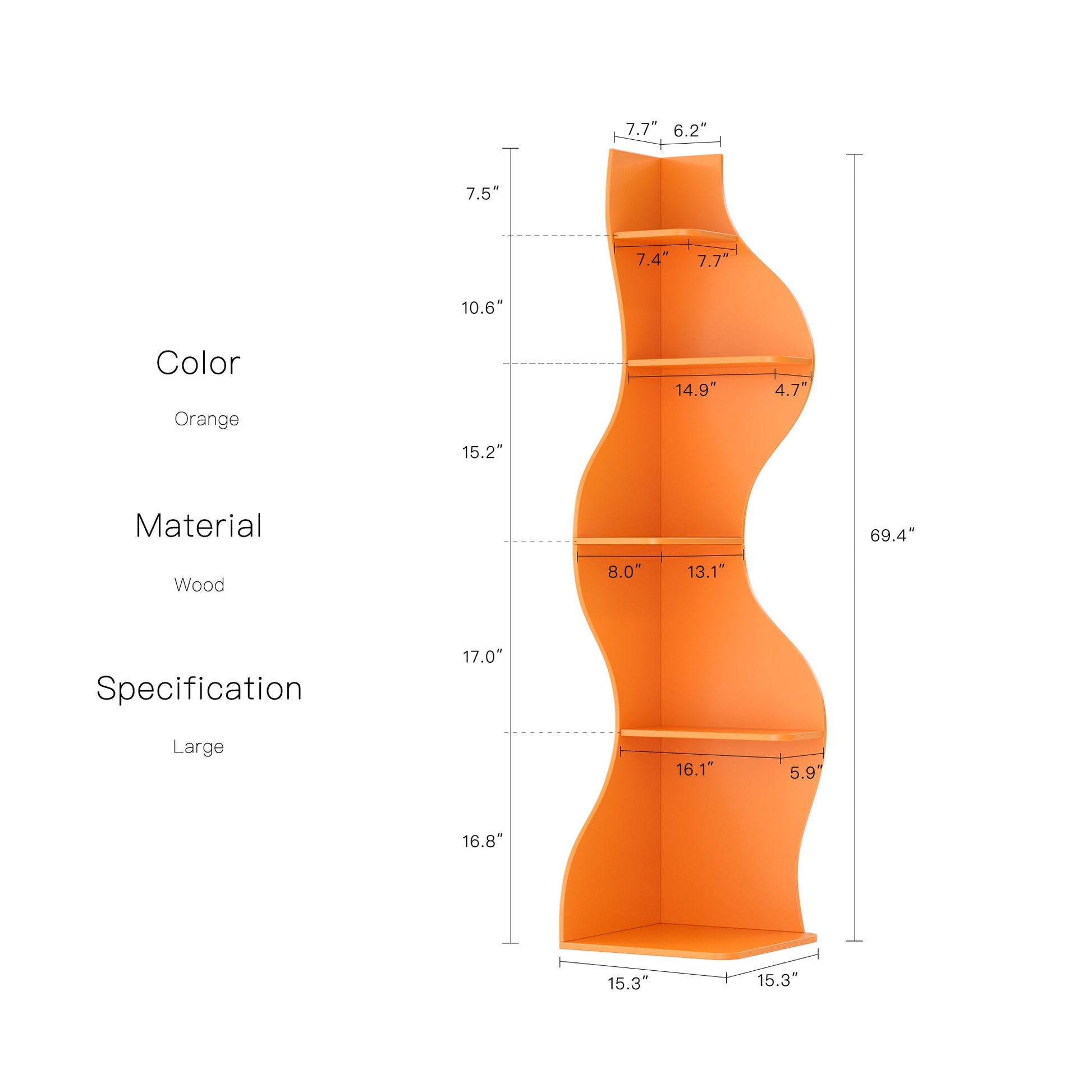 YOWOS Flamenco Wave Display Shelf 69.4″H