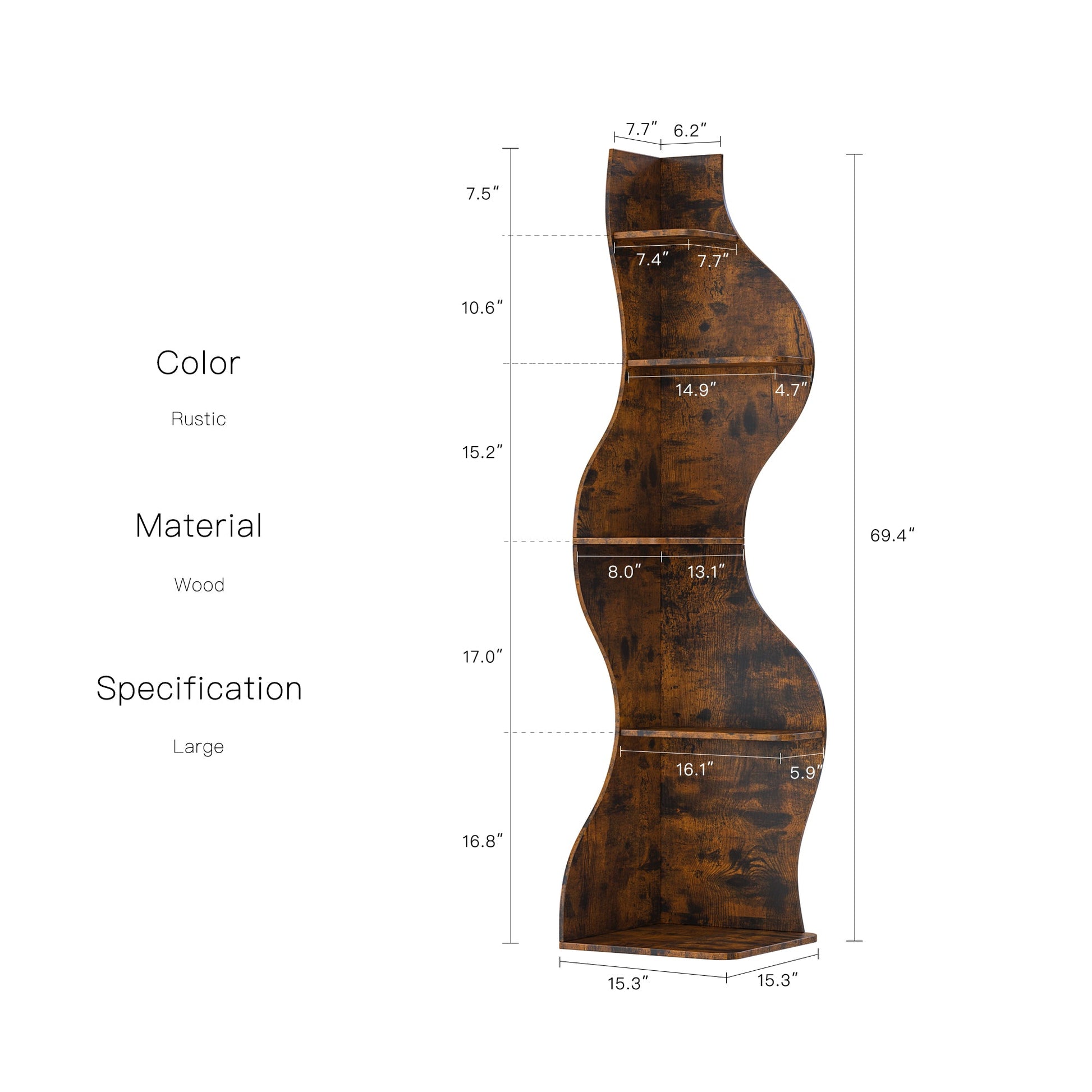 YOWOS Flamenco Wave Display Shelf 69.4″H