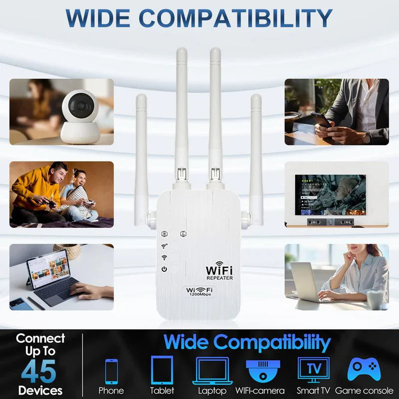 🔥 2025 Wi-Fi Amplifier – 1200 Mbps, Dual Band (5 GHz / 2.4 GHz) 📶 Maximum signal amplification – stable connection throughout the house!