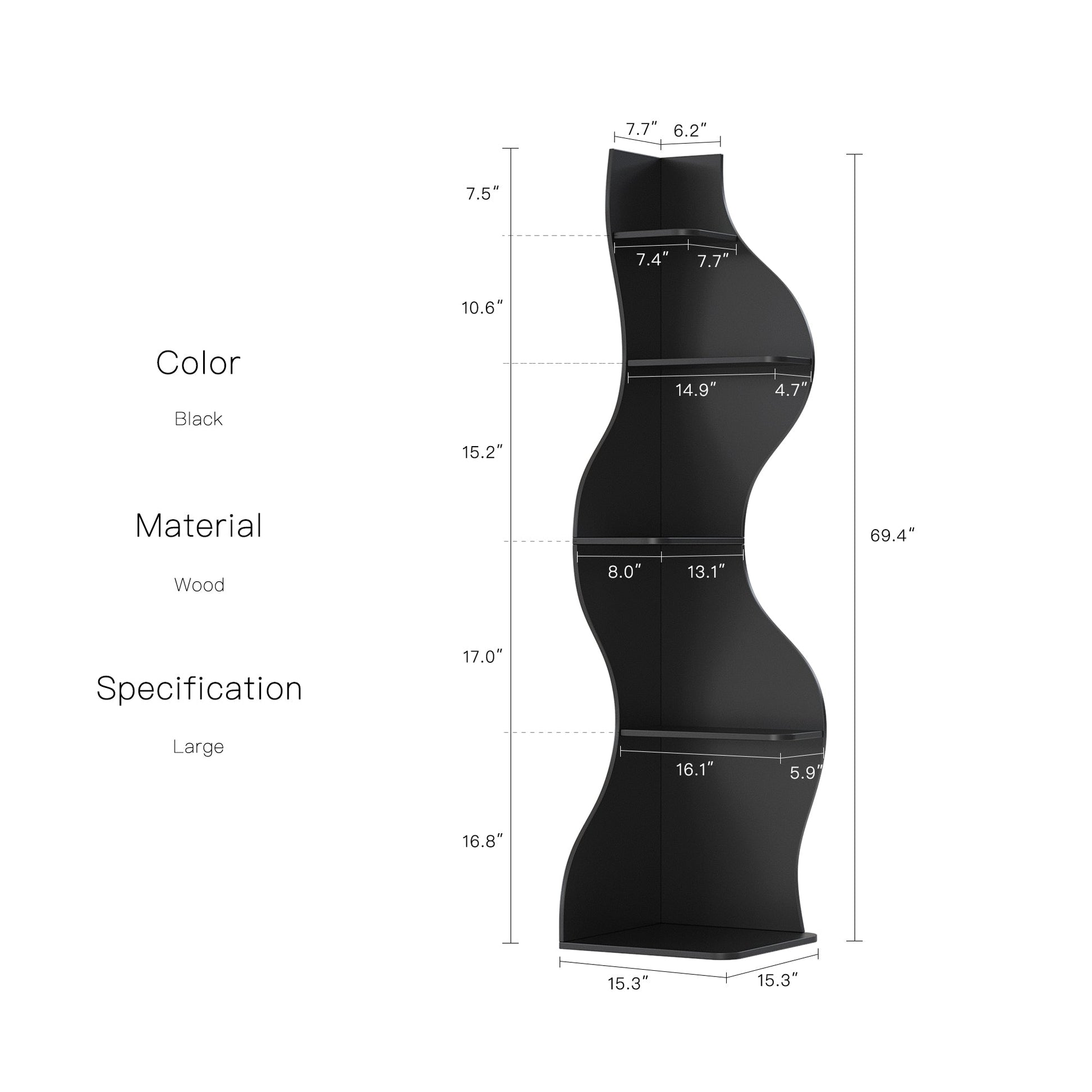 YOWOS Flamenco Wave Display Shelf 69.4″H