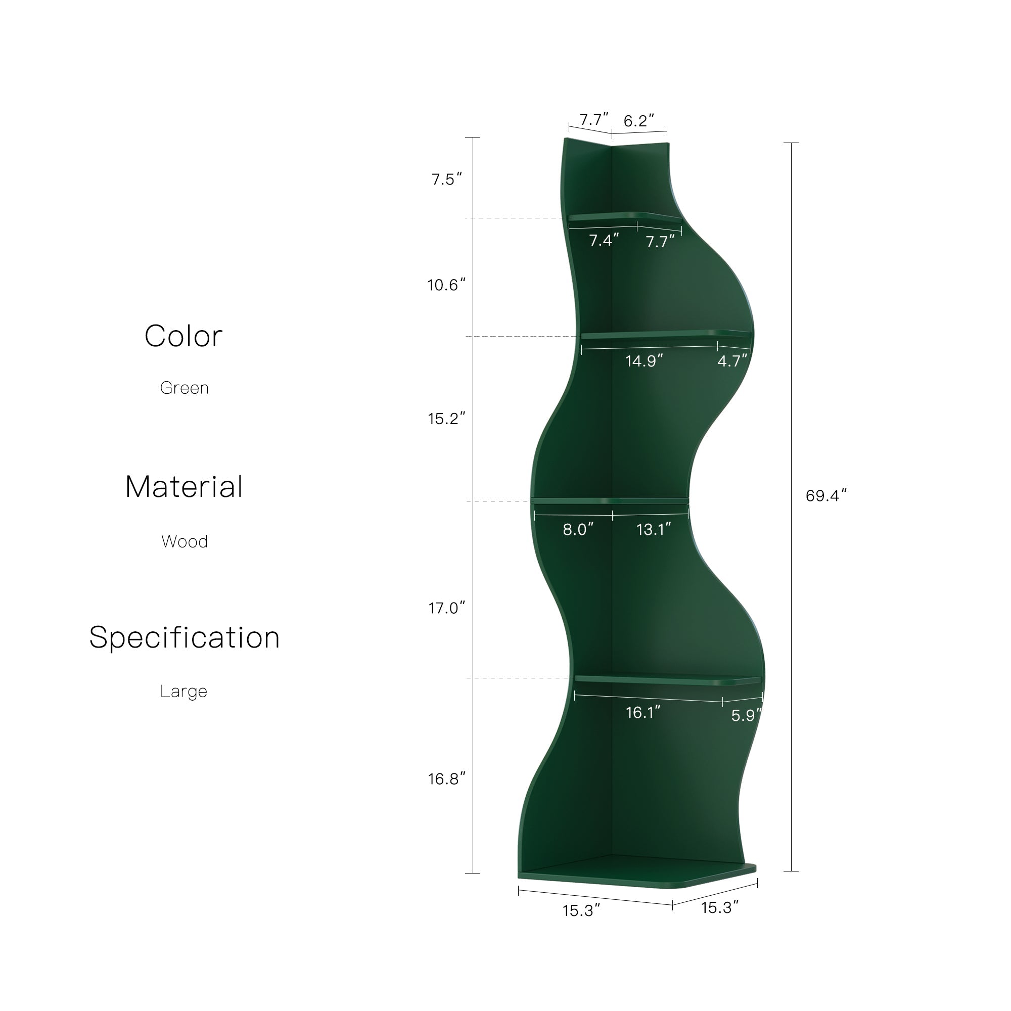 YOWOS Flamenco Wave Display Shelf 69.4″H