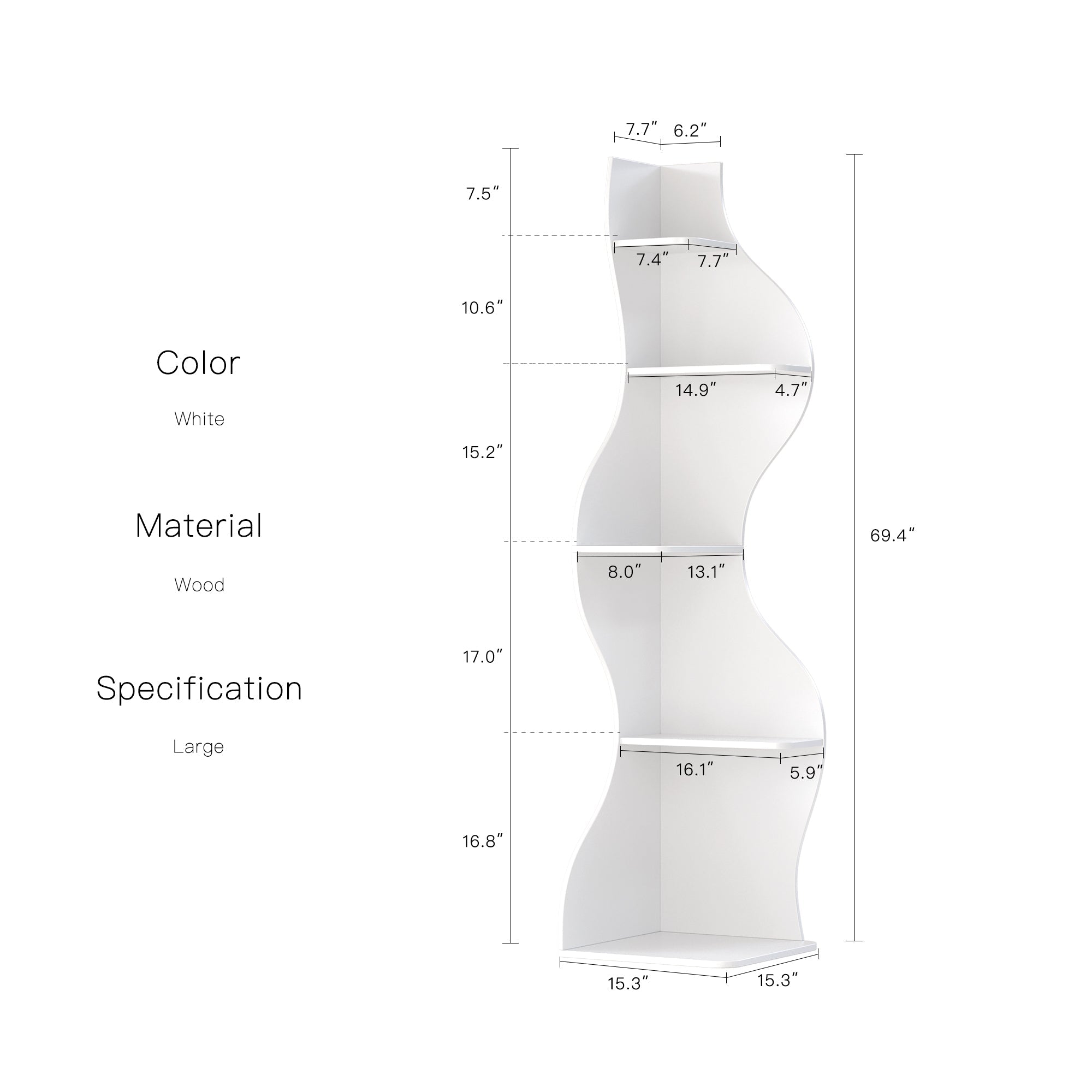 YOWOS Flamenco Wave Display Shelf 69.4″H