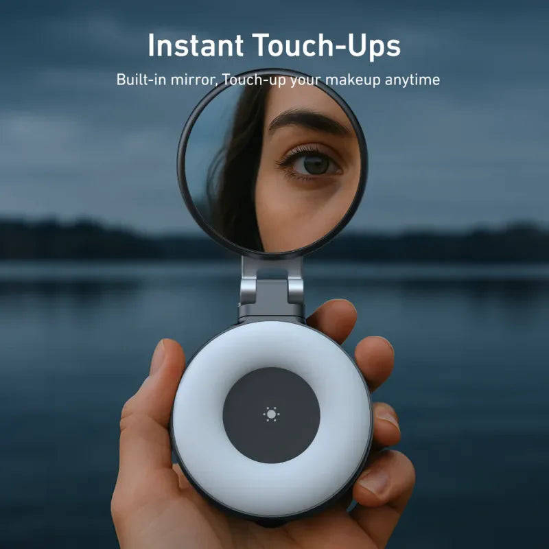 Magnetic Fill Light Mini Selfie Ring Fill Light 3 Modes with Mirror Light Universal for Smartphone Iphone Android