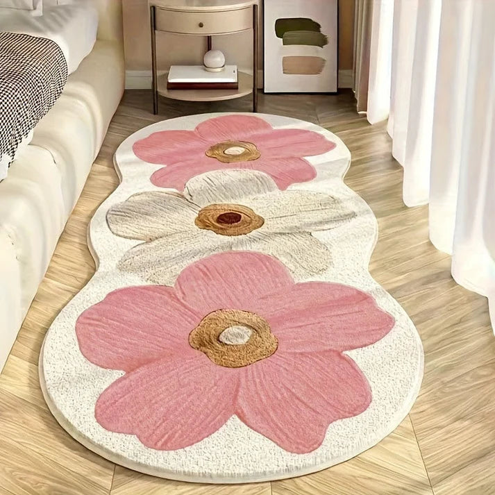 📢 Soft rug with irregular floral pattern