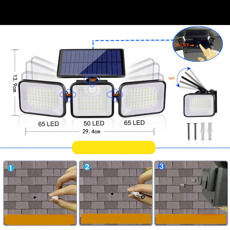 ☀️ LIMITED OFFER: 50% OFF! 🏡 3-Head Solar Security Light – With Motion Detector, 360° Adjustable & Weatherproof ✨