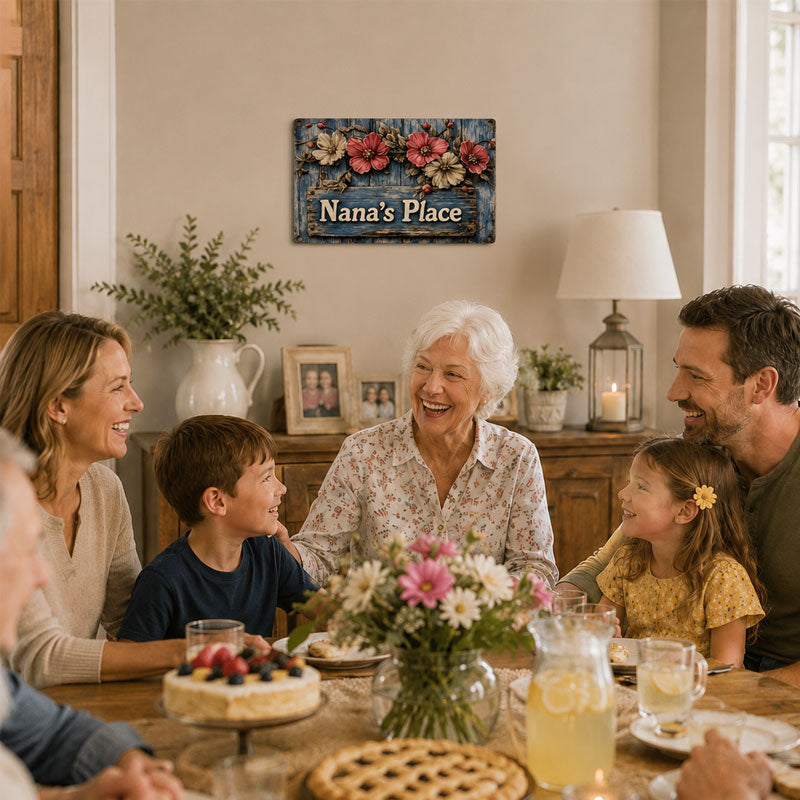 Welcome to Nana's Place: Charming Floral Garden Sign & Home Accent