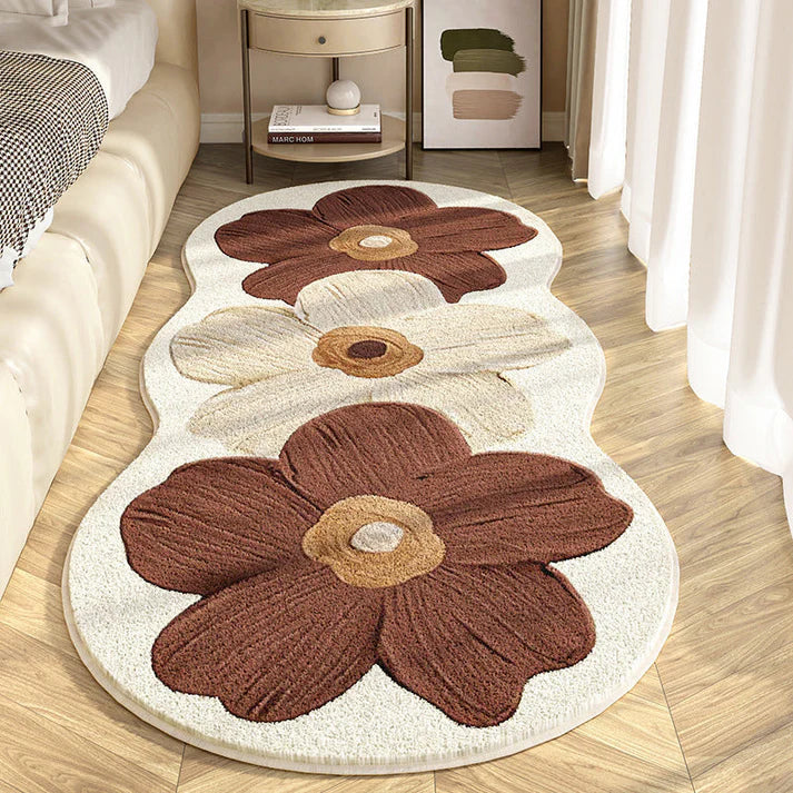 📢 Soft rug with irregular floral pattern