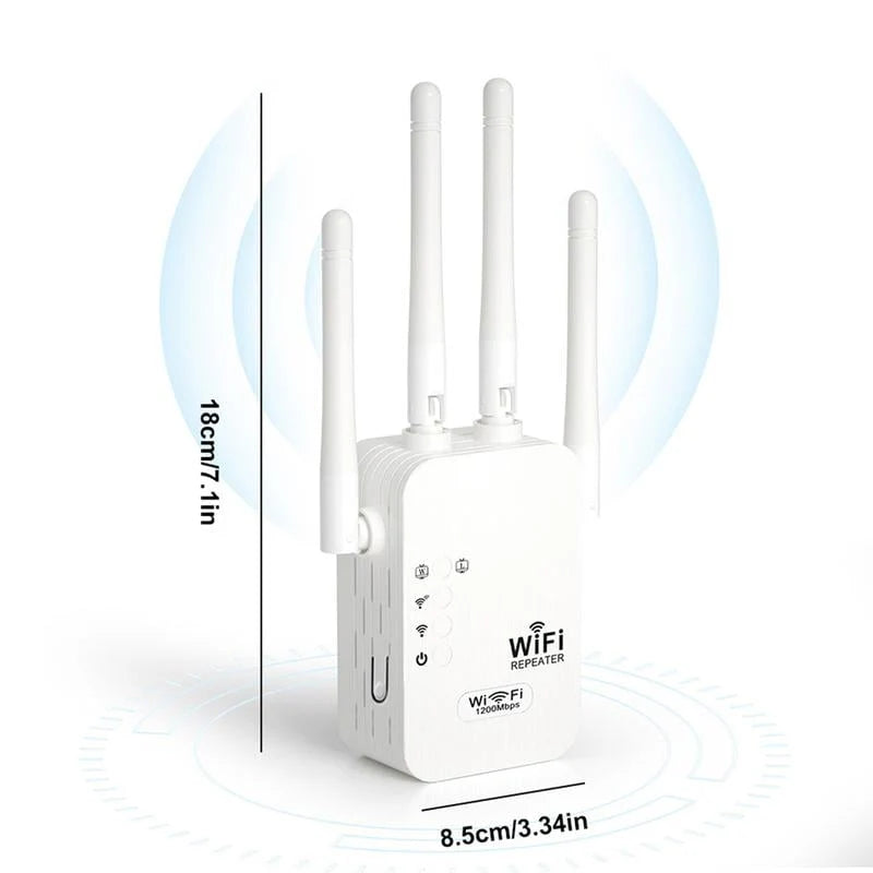 🔥 2025 Wi-Fi Amplifier – 1200 Mbps, Dual Band (5 GHz / 2.4 GHz) 📶 Maximum signal amplification – stable connection throughout the house!