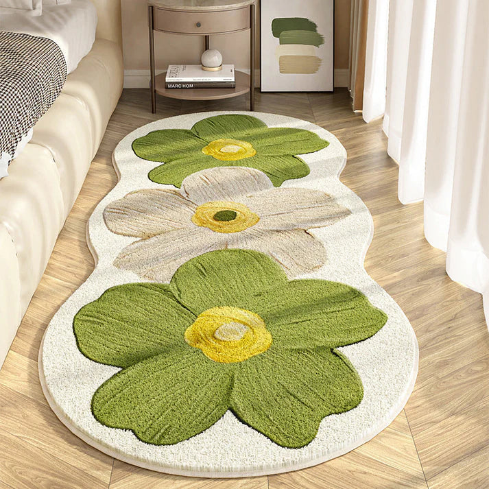 📢 Soft rug with irregular floral pattern