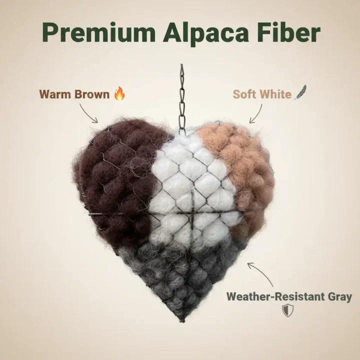 Handmade Alpaca Fiber Bird Nesting Heart