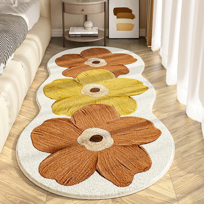 📢 Soft rug with irregular floral pattern