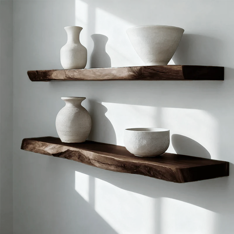 Live Edge Wood Floating Shelf With Hidden Metal Brackets, Wooden Bookshelf, Live Edge Wooden Shelf For Farmhouse Wall Decor