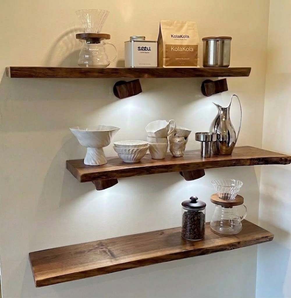 Live Edge Wood Floating Shelf With Hidden Metal Brackets, Wooden Bookshelf, Live Edge Wooden Shelf For Farmhouse Wall Decor