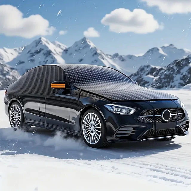 Car Windshield Snow Cover with Extended Hood Coverage, Quick Snow Removal Ice & Frost Guard, UV-Resistant Oxford Fabric Windshield Protector with Mirror Covers & Reflective Strips, Universal Fit for Most Cars/SUVs – Black #15181754