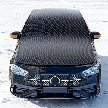Car Windshield Snow Cover with Extended Hood Coverage, Quick Snow Removal Ice & Frost Guard, UV-Resistant Oxford Fabric Windshield Protector with Mirror Covers & Reflective Strips, Universal Fit for Most Cars/SUVs – Black #15181754