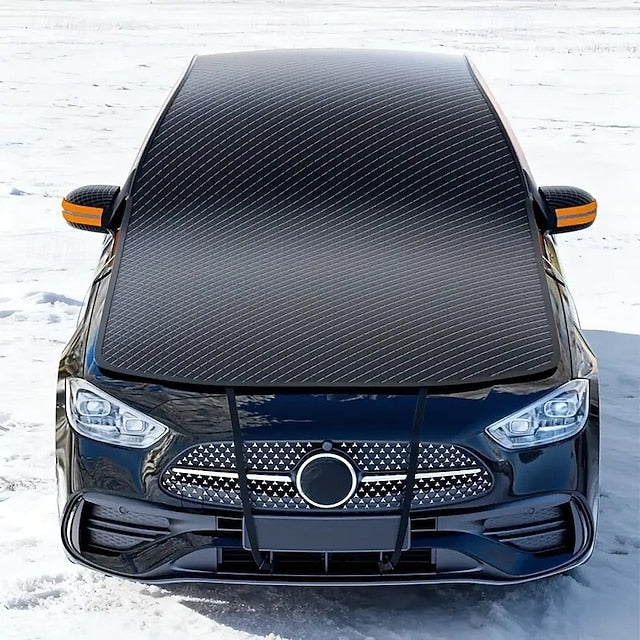 Car Windshield Snow Cover with Extended Hood Coverage, Quick Snow Removal Ice & Frost Guard, UV-Resistant Oxford Fabric Windshield Protector with Mirror Covers & Reflective Strips, Universal Fit for Most Cars/SUVs – Black #15181754