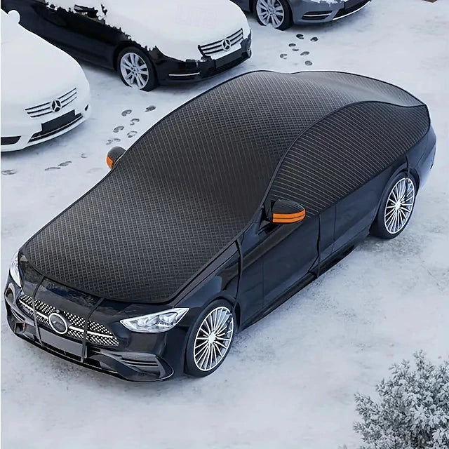 Car Windshield Snow Cover with Extended Hood Coverage, Quick Snow Removal Ice & Frost Guard, UV-Resistant Oxford Fabric Windshield Protector with Mirror Covers & Reflective Strips, Universal Fit for Most Cars/SUVs – Black #15181754
