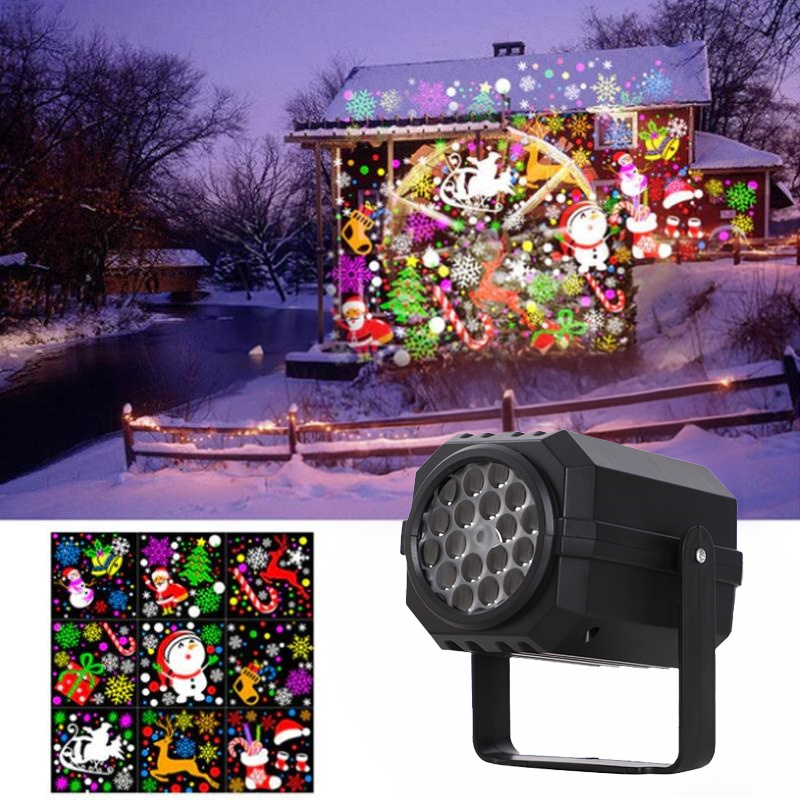 Projecteur lumineux rotatif à LED avec motifs de Noël