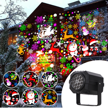 Projecteur lumineux rotatif à LED avec motifs de Noël