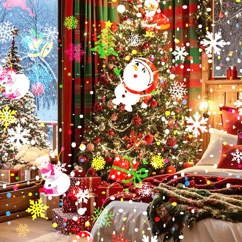 Projecteur lumineux rotatif à LED avec motifs de Noël