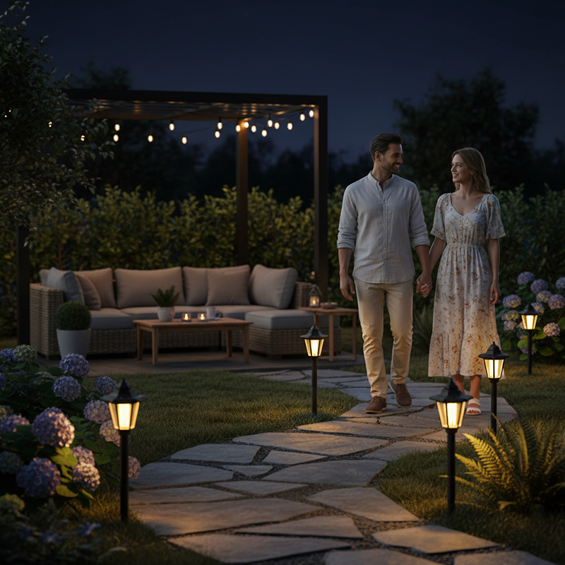 Vintage Zonne-energie Hexagonale Tuinlamp