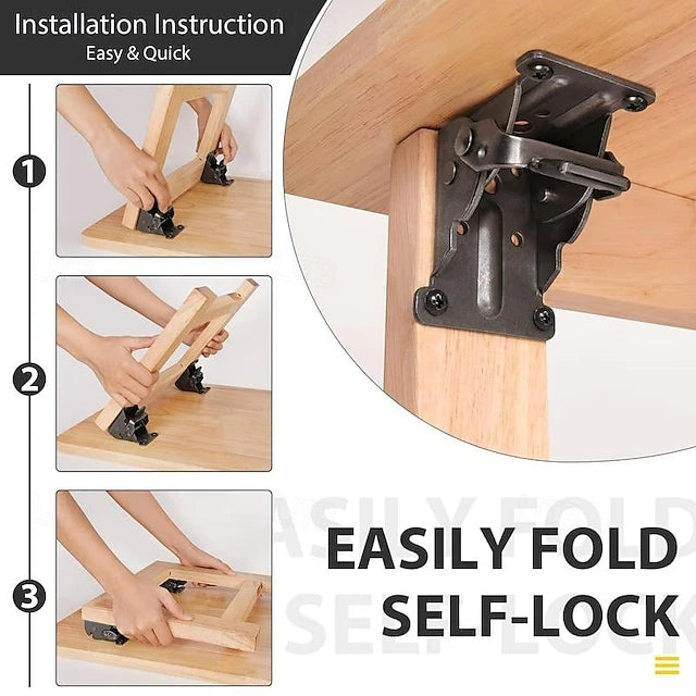 2 Pcs Heavy Duty Folding Table Leg Brackets with Self Locking Hinges 90 Degree Foldable Furniture Leg Support Hardware for Coffee Table Desk Legs and DIY Projects #17683965
