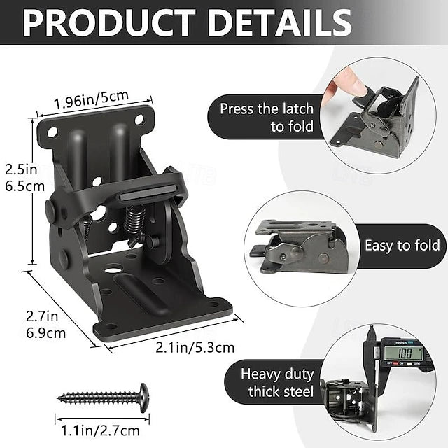 2 Pcs Heavy Duty Folding Table Leg Brackets with Self Locking Hinges 90 Degree Foldable Furniture Leg Support Hardware for Coffee Table Desk Legs and DIY Projects #17683965