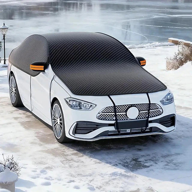 Car Windshield Snow Cover with Extended Hood Coverage, Quick Snow Removal Ice & Frost Guard, UV-Resistant Oxford Fabric Windshield Protector with Mirror Covers & Reflective Strips, Universal Fit for Most Cars/SUVs – Black #15181754
