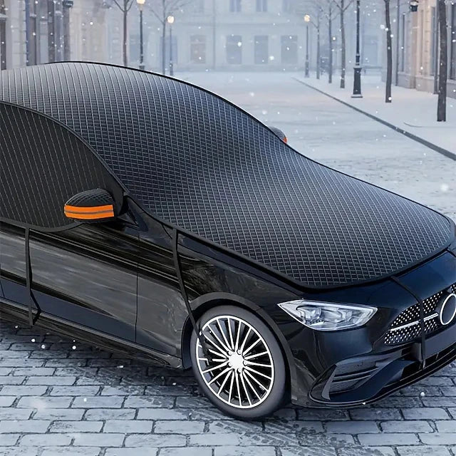 Car Windshield Snow Cover with Extended Hood Coverage, Quick Snow Removal Ice & Frost Guard, UV-Resistant Oxford Fabric Windshield Protector with Mirror Covers & Reflective Strips, Universal Fit for Most Cars/SUVs – Black #15181754
